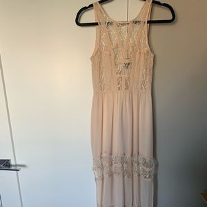 ASTR light pink maxi dress with lace cut outs